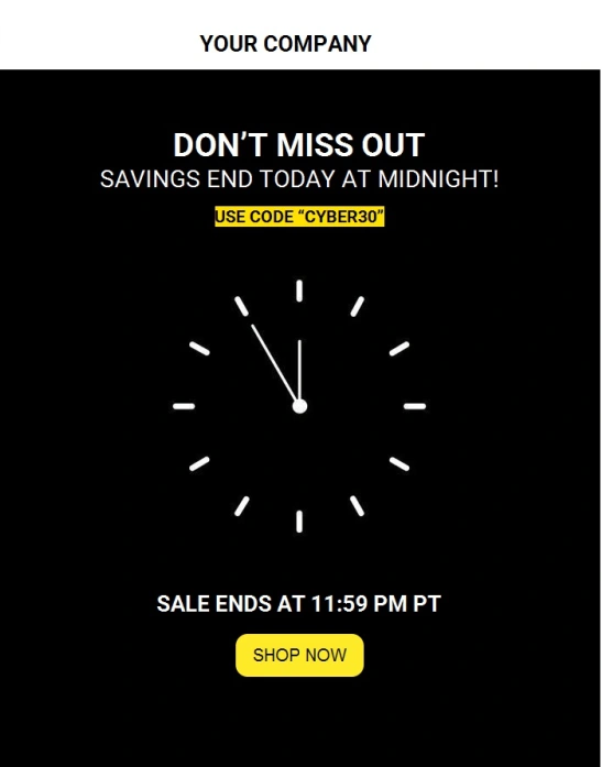 Cyber Monday email 